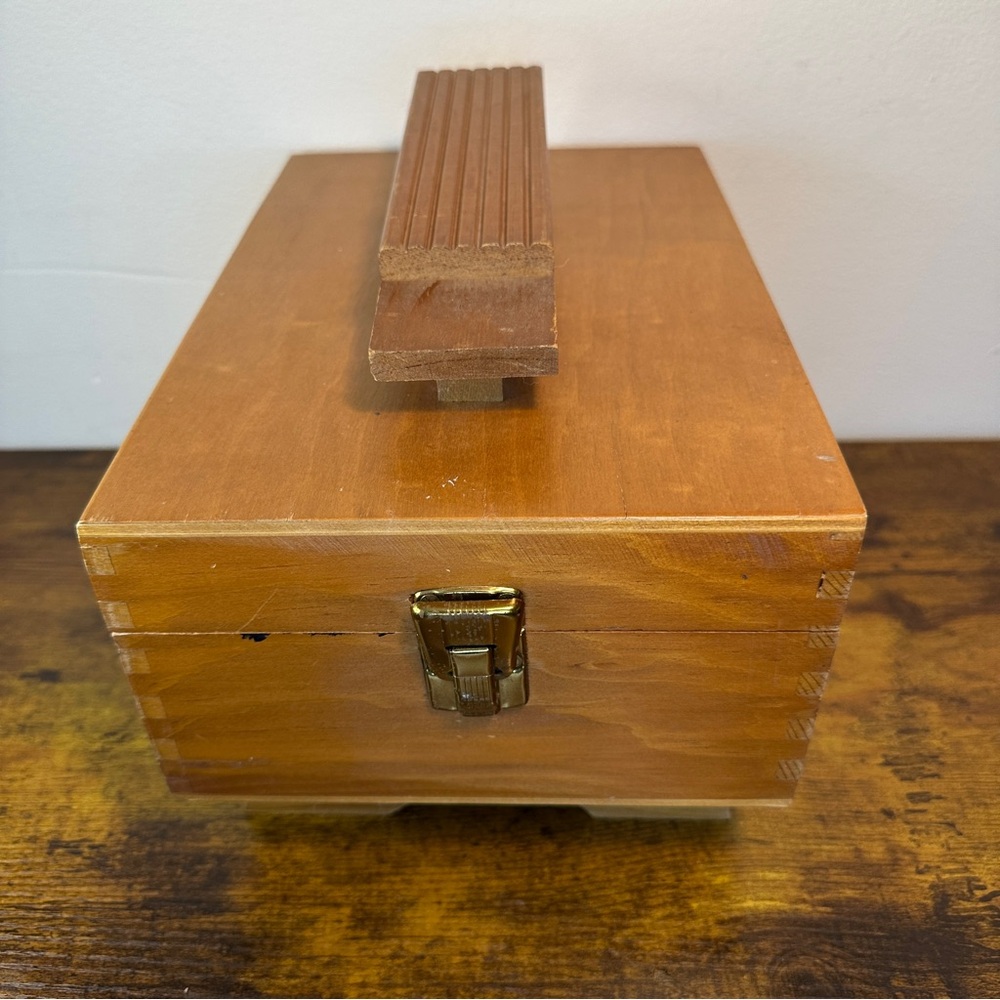 Vintage Wooden Shoe Shine Kit Box w/ Brushes Kiwi Polish Valet Shine Box Set